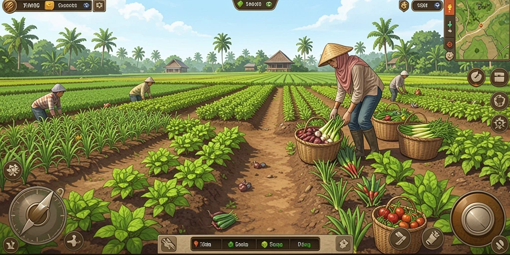 Screenshot dari level pertama yang penuh warna.